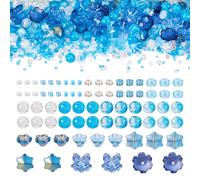 Beadthoven 3110pcs Glass Seed Beads Baking Painted Crackle Glass Beads Flower Snowflake Christmas Bell Round Bead for Jewelry Making DIY Bracelet Necklace, Blue