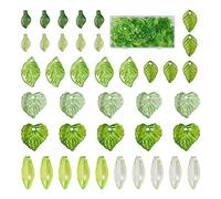 Beadthoven 320Pcs Green Leaf Beads Charm 8 Styles Transparent Acrylic Leaves Bulk Small Frosted Crystal Leaf Plant Spacer Beads for Bracelet Necklace Earrings Dangle Tassel Jewelry Making DIY Supplies