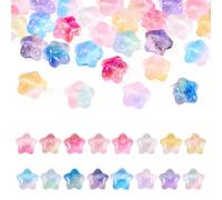 Beadthoven 32Pcs Luminous Resin Star Cabochons Glow in The Dark Stars Charms Flatback Transparent Star Beads Charm Ornaments Cute Two Tone Scrapbooking Embellishments for DIY Crafts