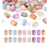 Beadthoven 36pcs Triple Color Resin European Beads 9 Colors Imitation Cat Eye 16x12mm Barrel Shape Large Hole European Beads for Bracelet Necklace Jewelry Making