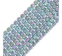 Beadthoven 4.8 Yards Rhinestone Close Chains 2x2mm Crystal Single Raw Diamond Sparkling Claw Cup Chain Trim for DIY Craft Sewing Garment Shoe Decoration, Light Cyan
