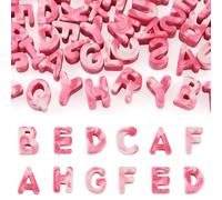 Beadthoven 40pcs Large Letter Beads Watercolor Blend Chunky Paracord Beads Large Hole Plastic Letter Bead Mix Bubble Alphabet Acrylic Spacers for Jewelry Making Keychain Shoelace DIY Craft Hot Pink