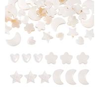 Beadthoven 40PCS Natural Freshwater Shell Beads Heart Shape Mother of Pearl Shell Bead Flat Loose Spacer Beads for DIY Handmade Bracelet Necklace Jewelry Making