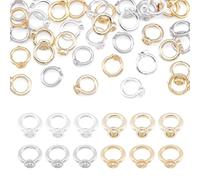Beadthoven 40Pcs Round Beads Frames for Jewelry Making, Mini Double Hole Brass Round Connector Ring Gold Silver Circle Frame Spacer Rings Charm for Jewelry Bracelet Necklace Earring Making