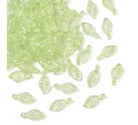 Beadthoven 500pcs Green Acrylic Leaf Beads Tiny Leaf Beads Charm Transparent Crystal Plastic Leaves Plant Bead for Jewelry Making DIY Bracelet Earrings Spring Summer Crafts 10.5x5mm Light Green