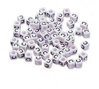 Beadthoven 50g/300pcs 6mm Acrylic Alphabet Cube Beads Letter C Square Pony Loose Beads Spacers for Jewellery Bracelet Making (White)