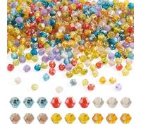 Beadthoven 50G Picasso Baking Paint Glass Seed Beads 4mm Bicone Shape Glass Bead for DIY Craft Bracelets Necklaces Earrings Jewelry Making, Hole: 0.9-1.2mm, Colorful