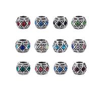 Beadthoven 50pcs 9x11mm Alloy Rondelle Rhinestone Metal Beads with Large Hole 5mm fit European Style Bracelet Making Multi-Color Assorted Jewelry Tibetan Style Beading DIY Crafts Supplies