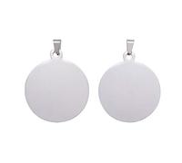 Beadthoven 5pcs 304 Stainless Steel Flat Round Blank Stamping Tag Pendants Discs Etching Engraving Tags Charm with Bail 44x38x1.8mm for Jewelry Making Pet Dog Name ID Tags