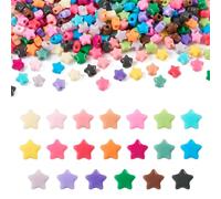 Beadthoven 600pcs 20 Color Acrylic Star Beads Bulk Opaque Candy Color Mix Plastic Pony Beads for Jewelry Making Bracelet Earrings Necklace 9mm