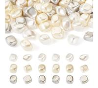 Beadthoven 60PCS Plated Pearl Beads Nuggets Shell Pearl Beads Glossy Classic Elegant Loose Spacer Beads for DIY Handmade Bracelet Necklace Jewelry Making Supplies