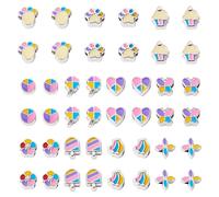 Beadthoven 66Pcs Enamel European Beads Heart Clover Butterfly Paw Print Large Hole Spacer Bead for DIY Necklace Bracelet Valentine's Theme Jewelry Making