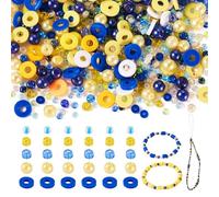 Beadthoven 6mm Clay Beads for Bracelet Making Glass Seed Beads for Jewelry Making 2Bags Colorful Preppy Spacers Pearls Polymer Heishi Flat Round Clay Disc Spacers for Friendship Bracelet Blue Yellow