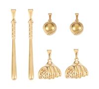 Beadthoven 6Pcs Golden Baseball Game Charms Rust-Resistance Sports Ball Pendants Baseball Glove Bat Ballgame Softball Stainless Steel Charms for Bracelet Necklace Earring DIY Jewelry Making