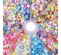 Beadthoven 70g Handmade Polymer Clay Fruits Star Heart Cabochons Colorful No-Hole Flat Back Nail Charms Embellishments for Fashion Nail Art Hair Clips DIY Craft