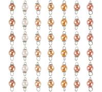 Beadthoven 70Pcs Pearl Pendants Charms Dangle Beads 2-Hole Gold Round Bead Links for Bracelets Glass Diamond Connectors Charms with Stainless Steel Loops for Earring Necklace Jewelry Making