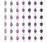 Beadthoven 70Pcs Pearl Pendants Charms Dangle Beads 2-Hole Purple Round Bead Links for Bracelets Glass Diamond Connectors Charms with Stainless Steel Loops for Earring Necklace Jewelry Making