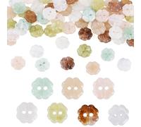 Beadthoven 70pcs Resin Flower Buttons 7 Colors Clover 2-Hole Sewing Button for DIY Sewing Crafts Knitting Cardigans Sweaters Clothes Coats Suits Scrapbook Decoration