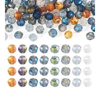 Beadthoven 80pcs Transparent Electroplate Glass Beads Frosted Wave Pattern Faceted Crystal Glass Beads for Necklaces Bracelets Earrings Jewelry Making, Hole: 1.5mm