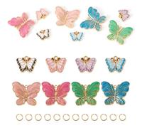 Beadthoven 8Pcs Butterfly Enamel Charms 8 Styles Glittery Butterfly Pendants Gold Plated Metal Flying Animal Charms with Open Jump Rings for Jewelry Making Supplies DIY Craft Necklace Bracelet Earring