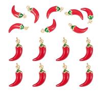 Beadthoven 8Pcs Hot Pepper Charms Brass Enamel Pendants Red Chili Charms Small Cute Vegetable Dangle Pendants with Jump Ring for Jewelry Making Earrings Necklace Bracelets DIY Crafts Accessory