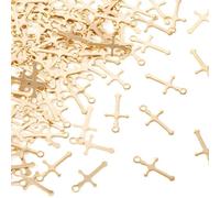 Beadthoven Cross Charms for Jewelry Making Crucifix Cross Pendants Mini Cross Beads Dangles Easter Cross Jewelry Charms for DIY Faith Necklace Bracelets Earrings Making, Brass, No Gemstone
