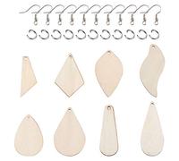 Beadthoven Wooden Dangle Earring Making Kit with 80pcs Geometric Blank Wooden Pendants, 90pcs Fish Earring Hooks and 90pcs Jump Rings for Earring Making