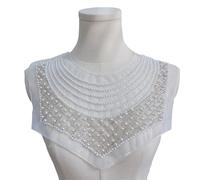 Beadwork Embroidery Collar Applique Clothes Collar Patches Fabric and Hand Sewing for Office Wear and Special Occasion