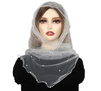 Beadwork Lace Mantilla Veils For Wedding Traditional Hijab Lace Veils Head Covering For Catholic Chapel Daily Headpiece Evening Wear Scarf