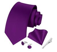 Beaface 5 PCS Ties for Men Wedding Business, Men Ties and Pocket Square Set Formal Solid Color Ties Set (Purple)