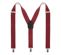 Beaface Braces for Men Trousers with 3 Strong Clips, Men Braces Y Shape Elastic Adjustable, Mens Suspenders Braces Business Wedding Casual (Burgundy White Dot)