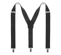 Beaface Braces for Men Trousers with 3 Strong Clips, Men Braces Y Shape Elastic Adjustable, Mens Suspenders Braces Business Wedding Casual (Black White Dot)