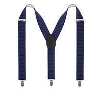 Beaface Braces for Men Trousers with 3 Strong Clips, Men Braces Y Shape Elastic Adjustable, Mens Suspenders Braces Business Wedding Casual (Navy White Dot)