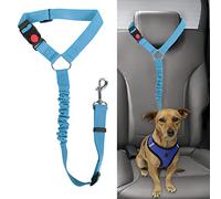 Beaface Headrest Dog Car Seat Belt, Pet Car Seat Belt Lead Adjustable Elastic Car Harness Seat Belts for Dogs Cats Pets in Car, Strong Nylon Bungee Buffer Dog Car Harnesses (Blue)