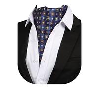 Beaface Men Cravats Ties, Ascot Ties Cravats for Men Paisley Floral Jacquard Woven Cravat Tie Wedding Business Party Casual (Navy)