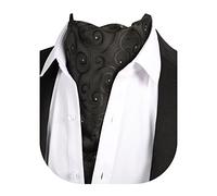 Beaface Men Cravats Ties, Ascot Ties Cravats for Men Paisley Floral Jacquard Woven Cravat Tie Wedding Business Party Casual (Black)