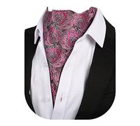 Beaface Men Cravats Ties, Ascot Ties Cravats for Men Paisley Floral Jacquard Woven Cravat Tie Wedding Business Party Casual (Pink Purple)