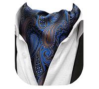 Beaface Men's Cravats Self Tie, Cravat Ties for Men Paisley Floral Jacquard Woven Ascot Tie Wedding Business Party Casual (Blue Paisley)