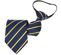Beaface Men's Tie Zipper Ties for Men Pretied Neckties Adjustable Men Ties Business Wedding Formal Ties (Navy Yellow Striped)
