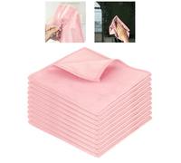 Beaface Microfibre Cleaning Cloths 10 Pack, Glass Cleaning Cloths Lint Free Scratch Free for Glass Windows Screens Mirrors 30 x 30cm (Pink 1)
