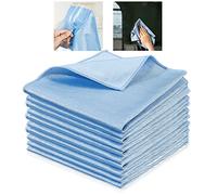 Beaface Microfibre Cleaning Cloths 10 Pack, Glass Cleaning Cloths Lint Free Scratch Free for Glass Windows Screens Mirrors, 30 x 30cm Blue (Blue)