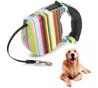 Beaface Retractable Dog Lead Extendable 16ft/5M, Perfect for Small & Medium Dogs Up to 25KG/55LB, Anti-Tangled Strong Nylon Tape (Colorful Striped)