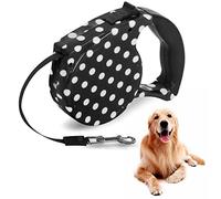 Beaface Retractable Dog Lead Extendable 16ft/5M, Perfect for Small & Medium Dogs Up to 25KG/55LB, Anti-Tangled Strong Nylon Tape (Black White Dot)