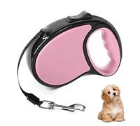 Beaface Retractable Dog Lead for Small Medium Dogs Up to 20KG, Retractable Dog Leads 16ft/5M, Extendable Dog Leads with Anti-Slip Handle, Anti-Tangled Strong Nylon Tape (Pink)