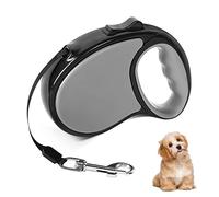 Beaface Retractable Dog Lead for Small Medium Dogs Up to 20KG, Retractable Dog Leads 16ft/5M, Extendable Dog Leads with Anti-Slip Handle, Anti-Tangled Strong Nylon Tape (Grey)