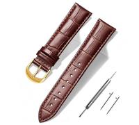 BEAFIRY 21mm Leather Watch Bands Brown Quick Release with Gold Buckle
