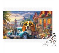 Beagle 100% Recycled Cardboard Beagle by Truck & House 1000 Piece Jigsaw for Adults Unique Beautiful Decoration Puzzle 70x50cm/1000pcs