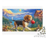 Beagle 100% Recycled Cardboard Beagle Chasing Red Ball 1000 Piece Puzzle for Adults The Impossible Challenge Fun Present 38x26cm/1000pcs