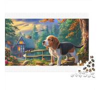 Beagle 100% Recycled Cardboard Beagle Mid-jump 1000 Piece Puzzle for Adults Beautifully Illustrated Brainteasing 52x38cm/1000pcs