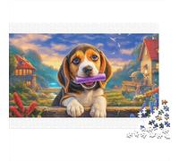 Beagle 100% Recycled Cardboard Curious Beagle in Town 1000 Piece Jigsaws Adults And Children Challenging Brainteasing 52x38cm/1000pcs